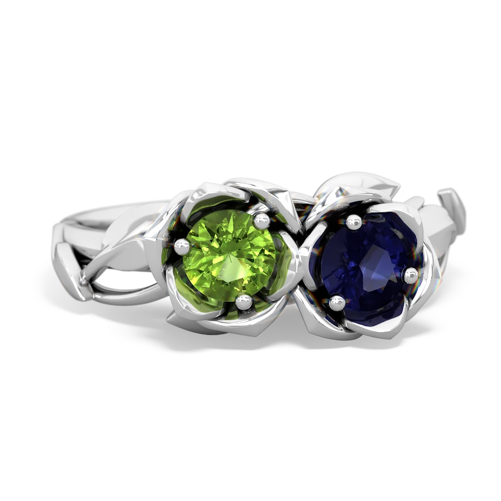 Peridot Rose Garden 14K White Gold ring R5510