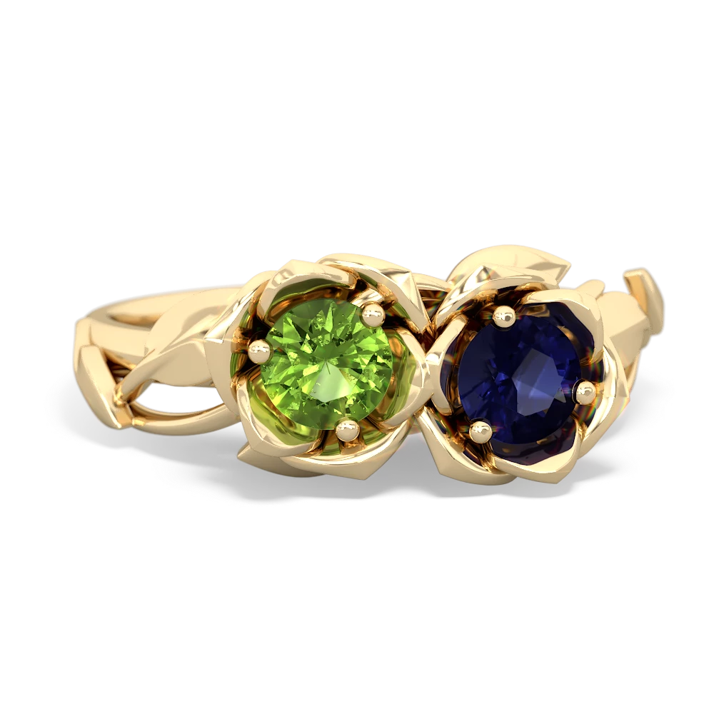 Peridot Rose Garden 14K Yellow Gold ring R5510