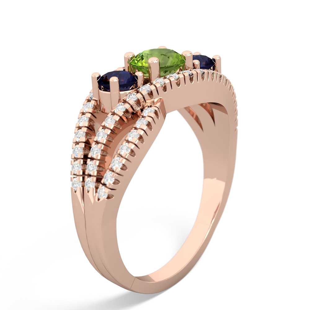 Peridot Three Stone Aurora 14K Rose Gold ring R3080