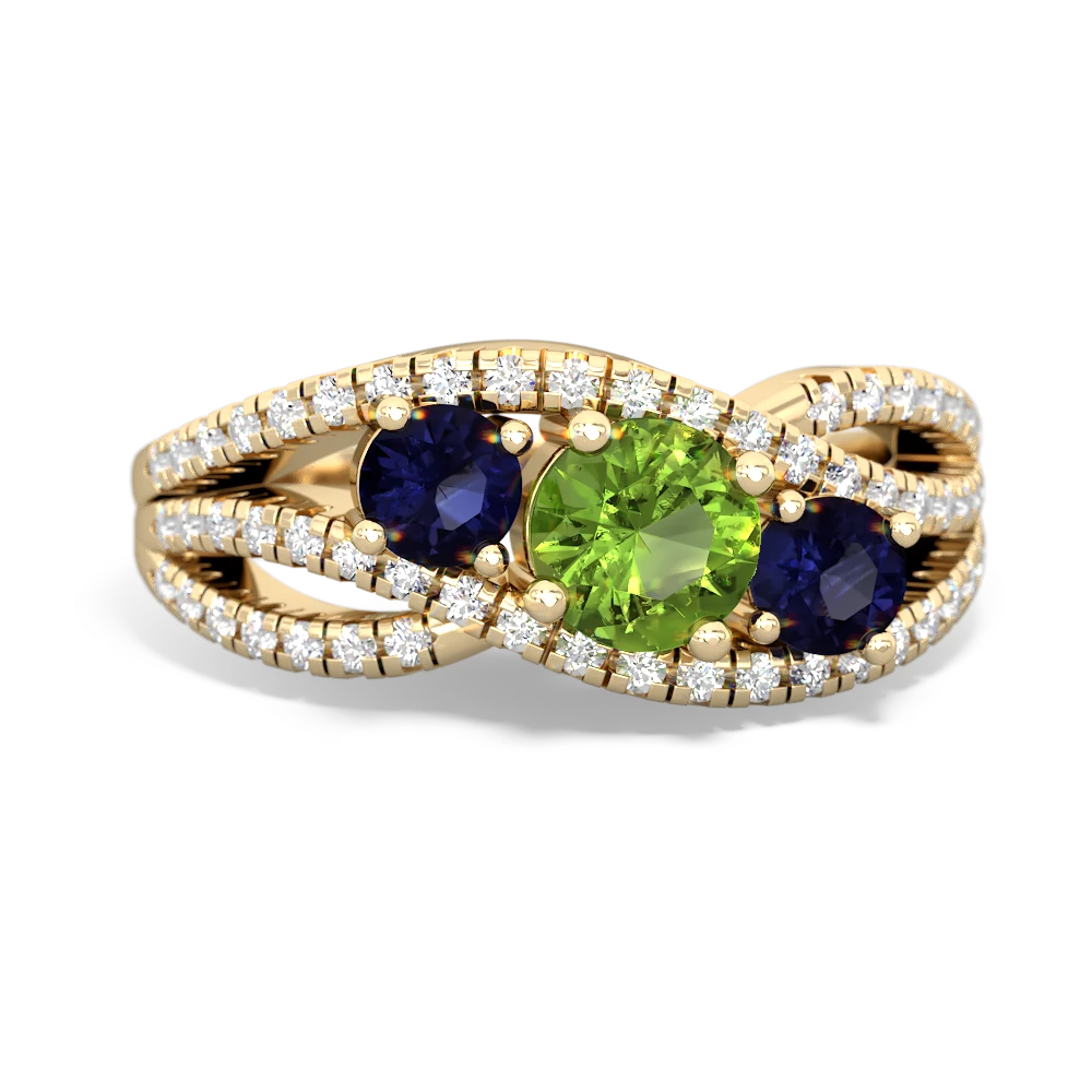 Peridot Three Stone Aurora 14K Yellow Gold ring R3080