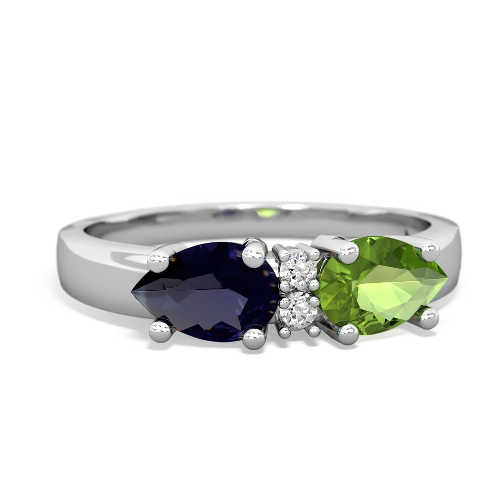 Peridot Pear Bowtie 14K White Gold ring R0865