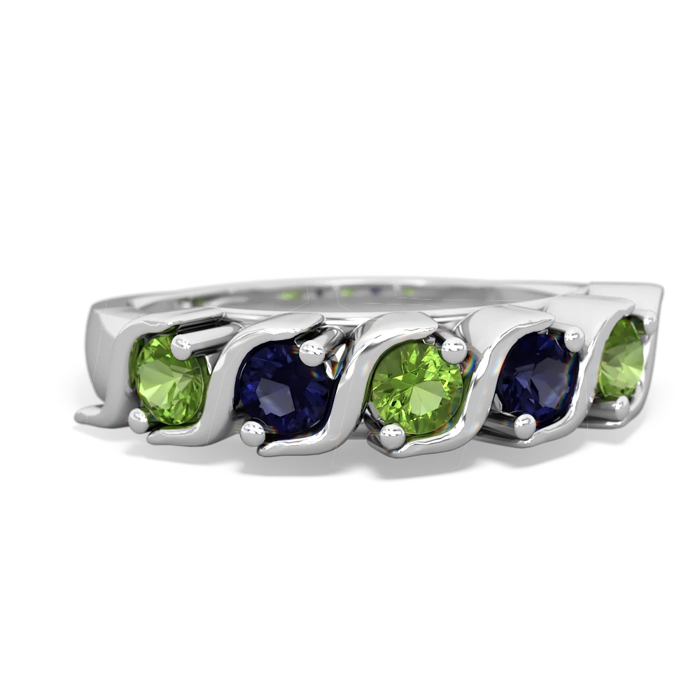 Peridot Anniversary Band 14K White Gold ring R2089