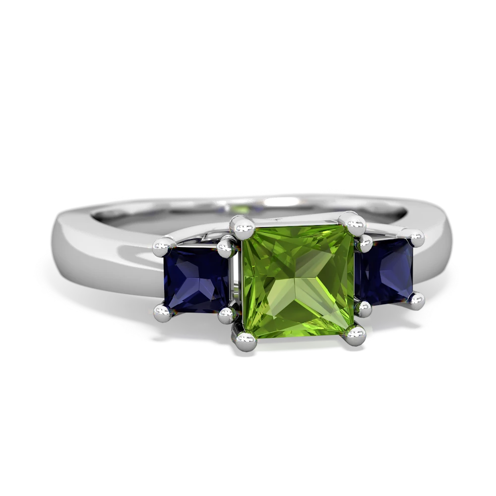 Peridot Three Stone Trellis 14K White Gold ring R4015