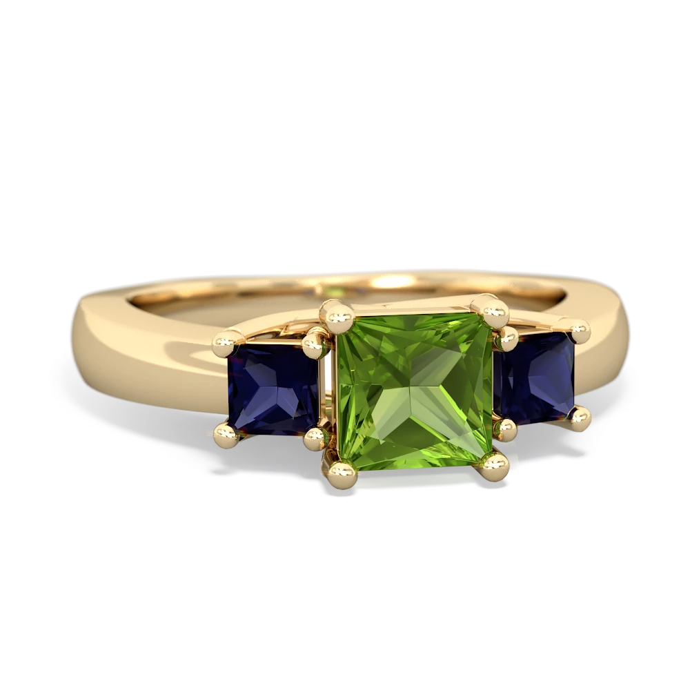 Peridot Three Stone Trellis 14K Yellow Gold ring R4015