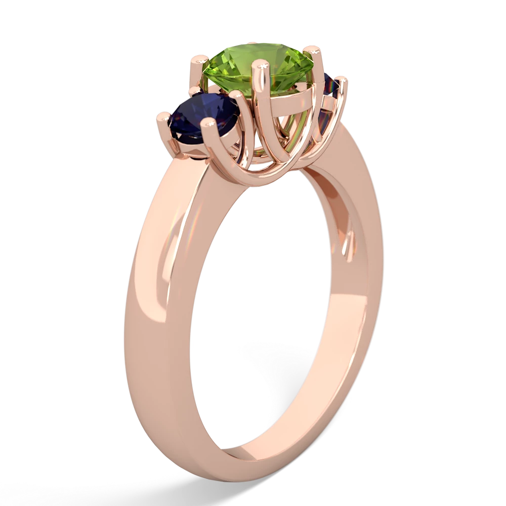 Peridot Three Stone Round Trellis 14K Rose Gold ring R4018