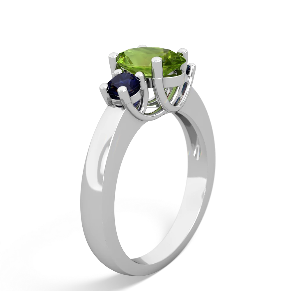 Peridot Three Stone Oval Trellis 14K White Gold ring R4024