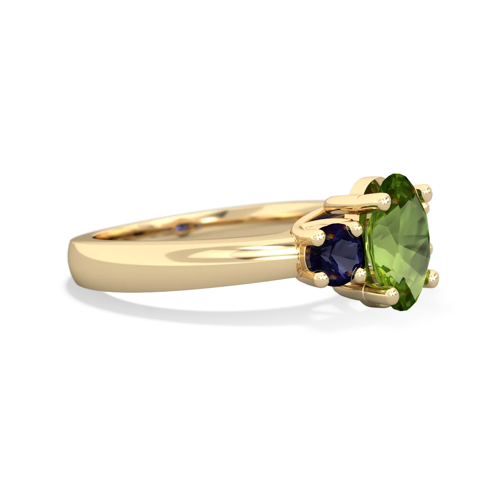 Peridot Three Stone Oval Trellis 14K Yellow Gold ring R4024