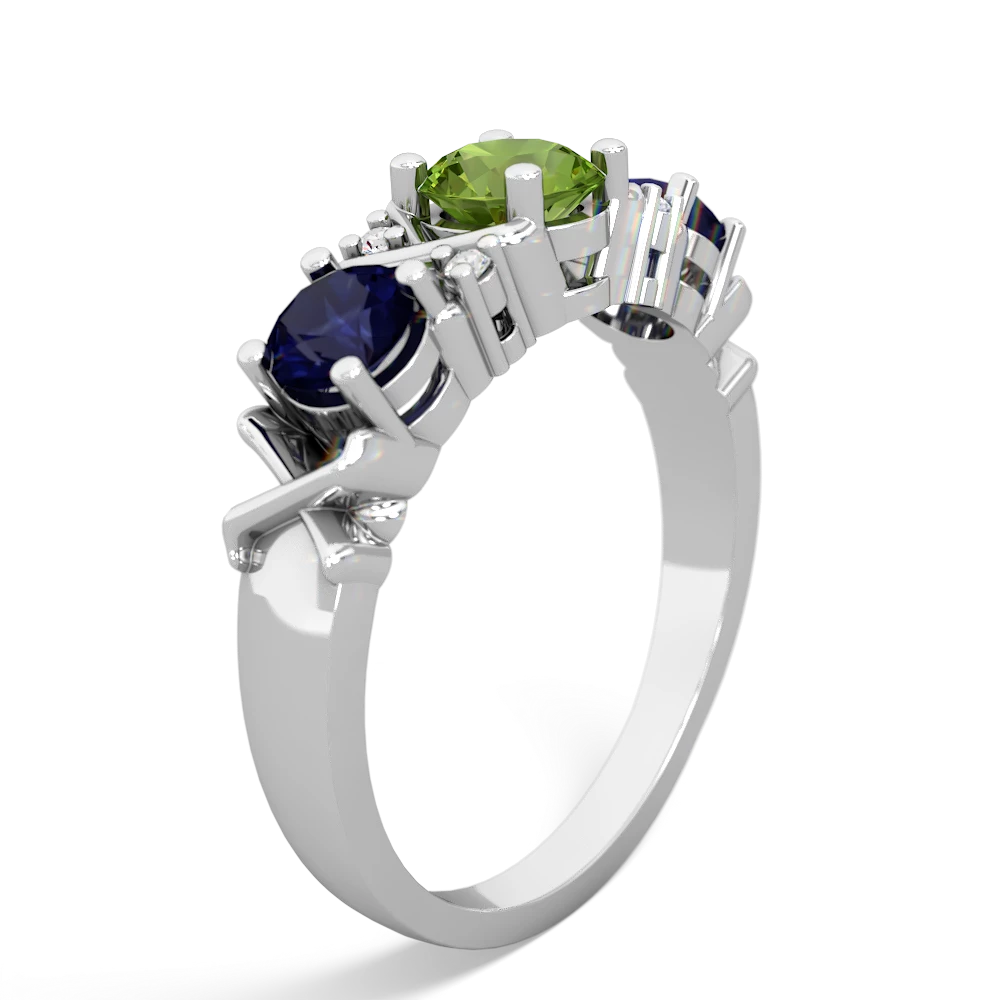 Peridot Hugs And Kisses 14K White Gold ring R5016