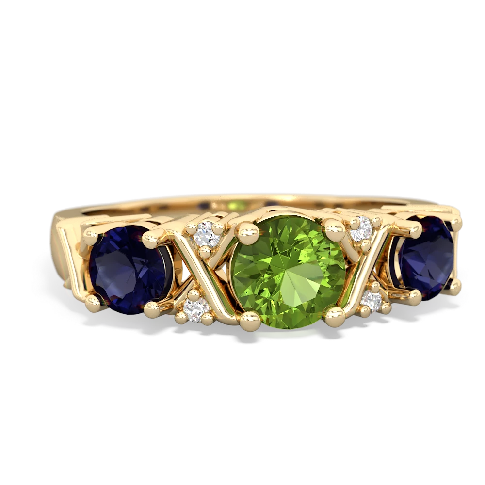 Peridot Hugs And Kisses 14K Yellow Gold ring R5016