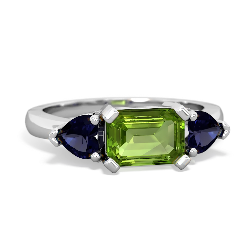 Peridot Three Stone 14K White Gold ring R5235