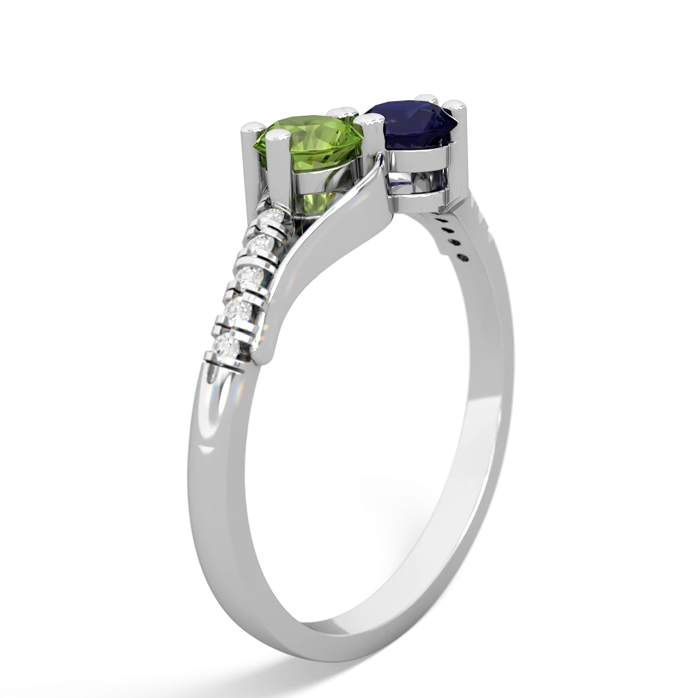 Peridot Infinity Pave Two Stone 14K White Gold ring R5285