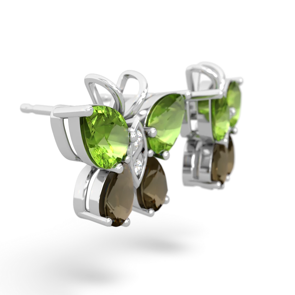 Peridot Butterfly 14K White Gold earrings E2215