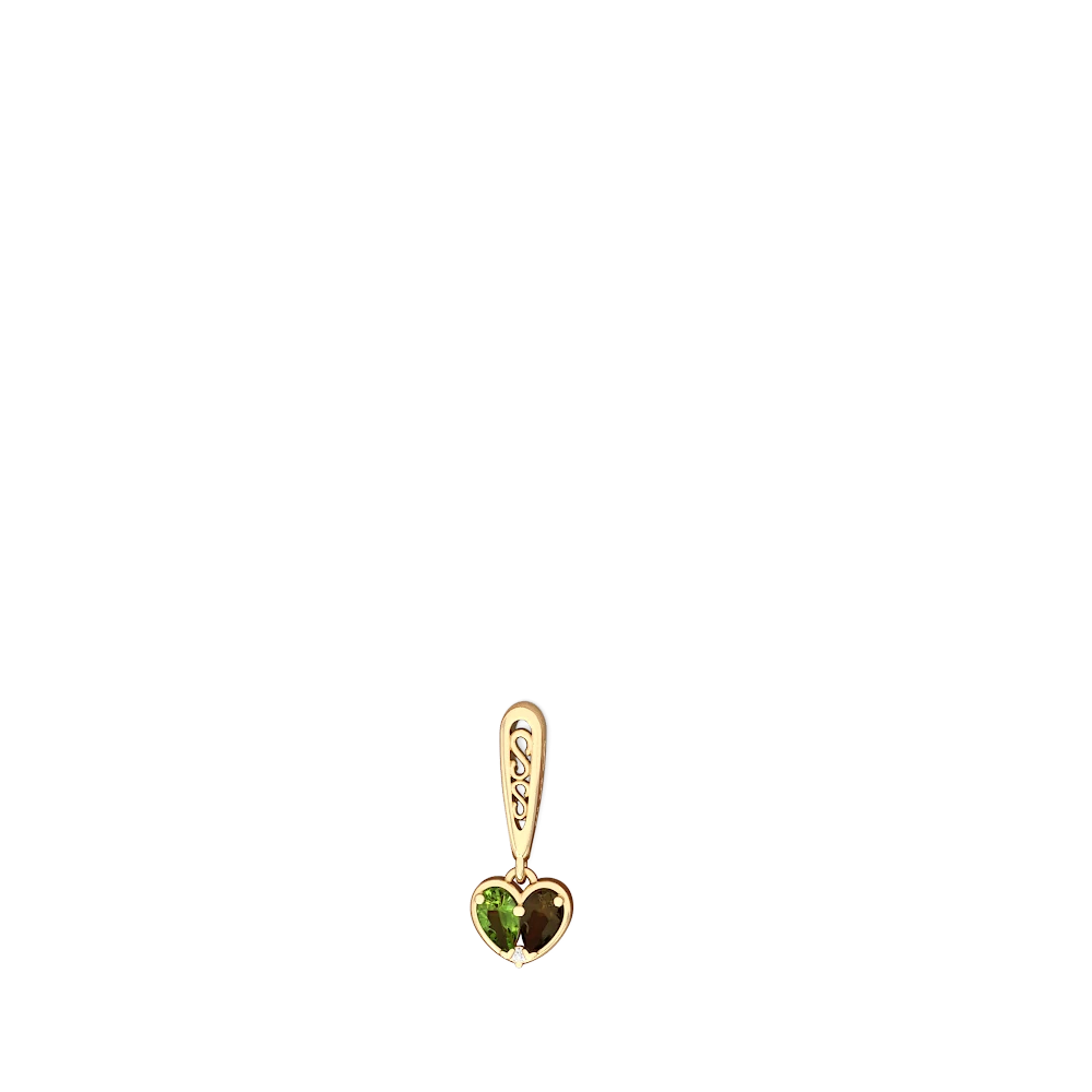 Peridot Filligree Heart 14K Yellow Gold earrings E5070