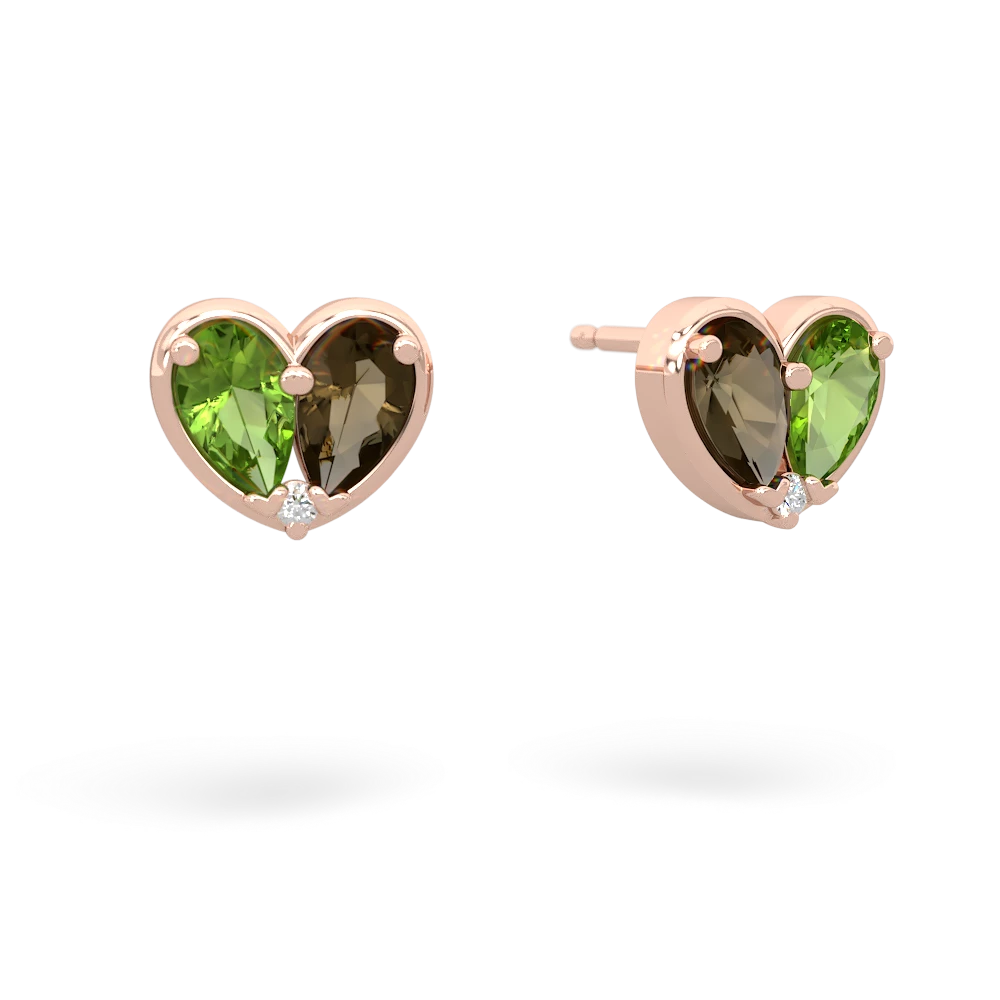 Peridot 'Our Heart' 14K Rose Gold earrings E5072