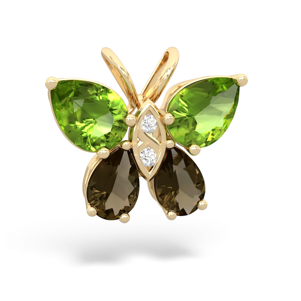 Peridot Butterfly 14K Yellow Gold pendant P2215