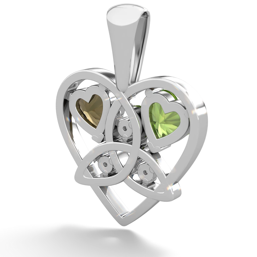 Peridot Celtic Trinity Heart 14K White Gold pendant P5331