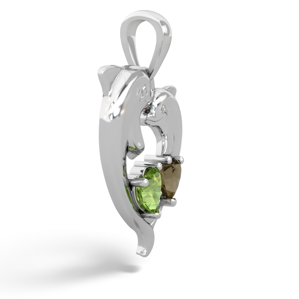 Peridot Dolphin Heart 14K White Gold pendant P5820