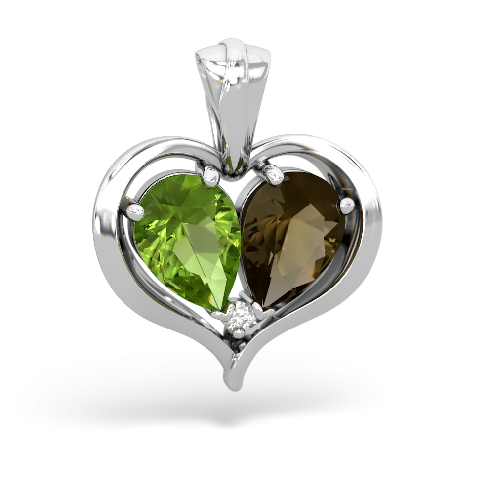 Peridot Two Become One 14K White Gold pendant P5330