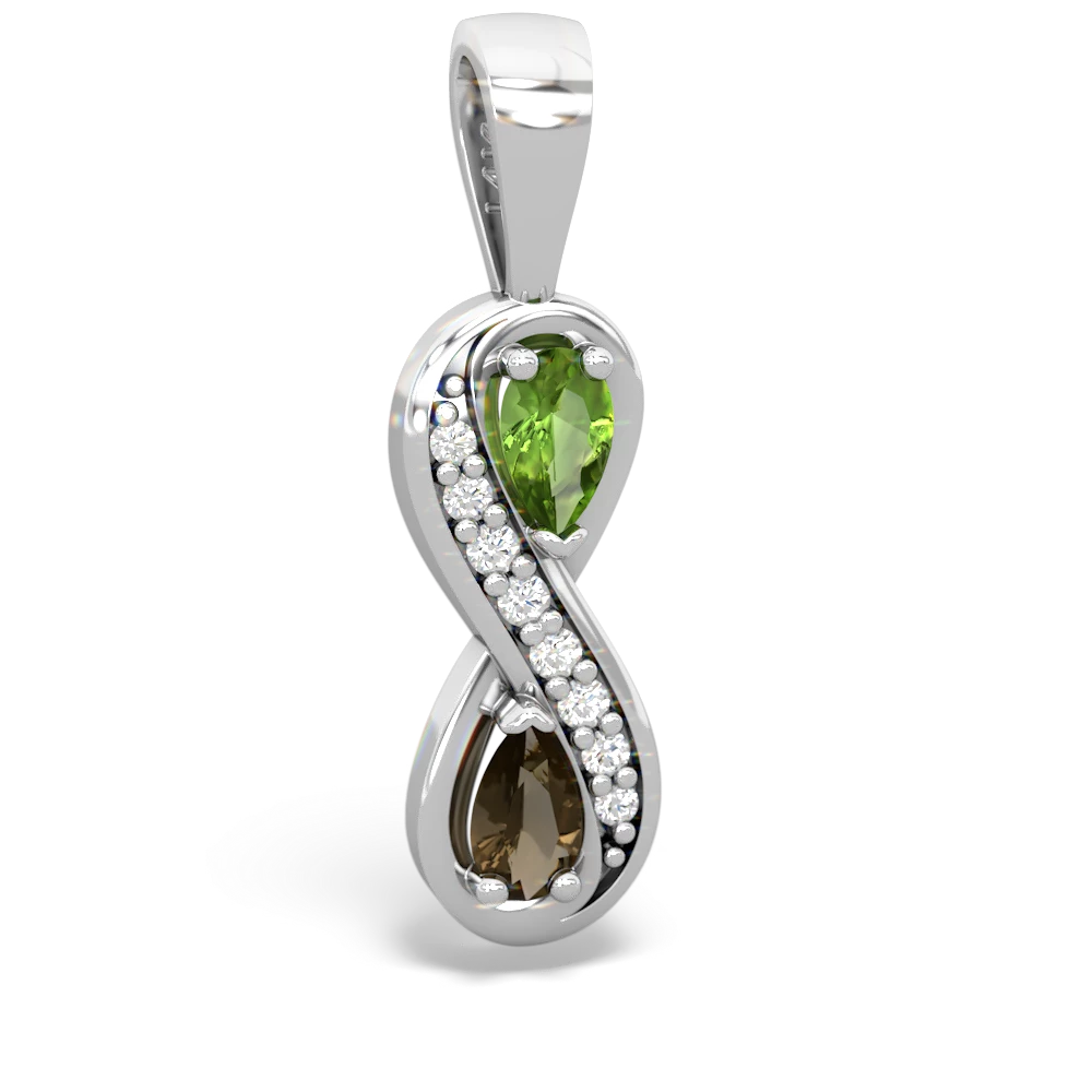 Peridot Diamond Infinity 14K White Gold pendant P5390