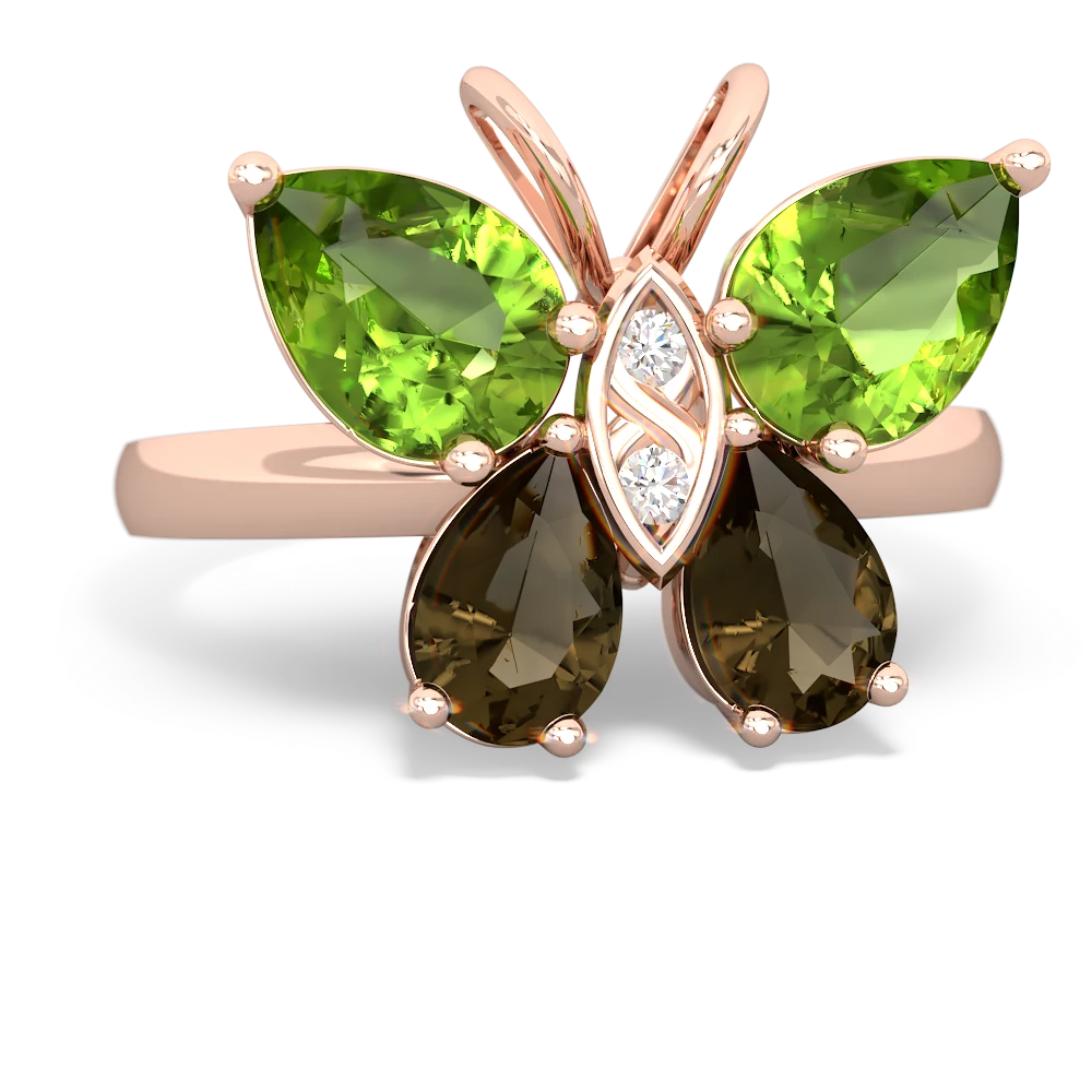 Peridot Butterfly 14K Rose Gold ring R2215