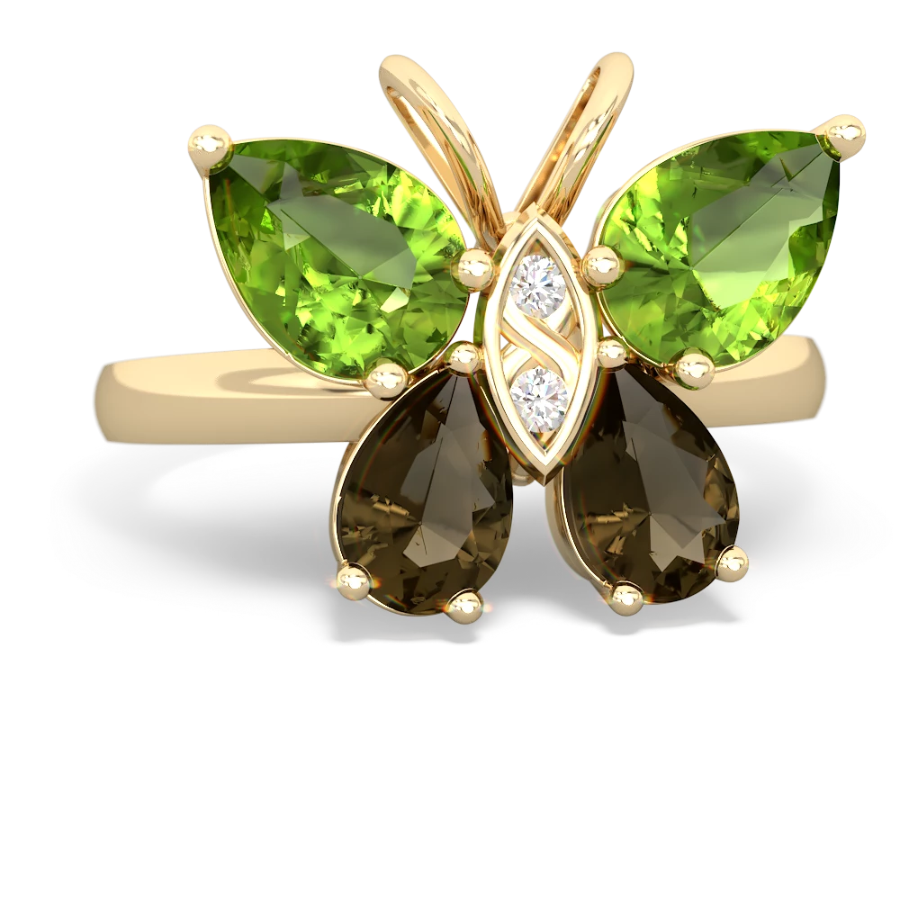 Peridot Butterfly 14K Yellow Gold ring R2215