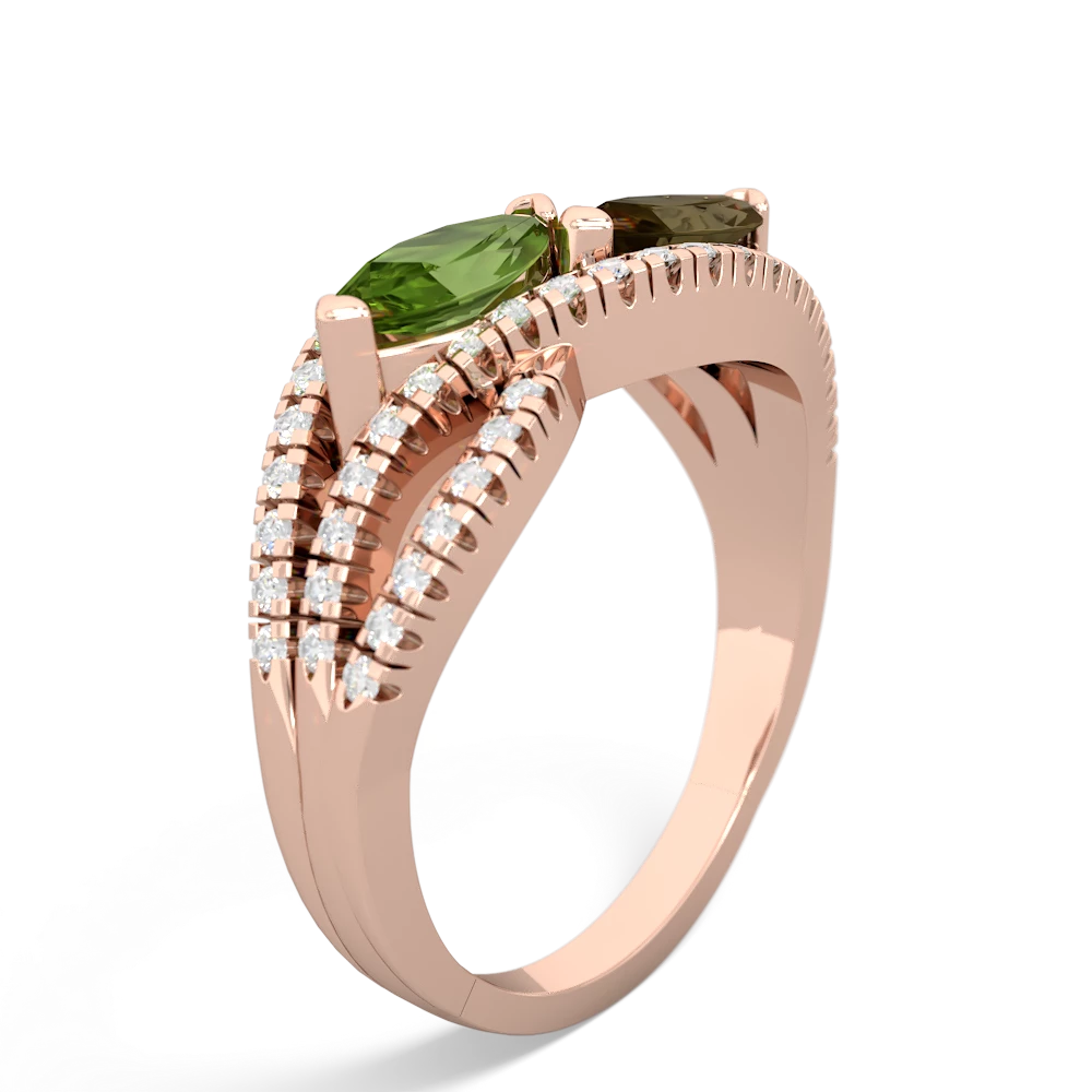 Peridot Diamond Rivers 14K Rose Gold ring R3070