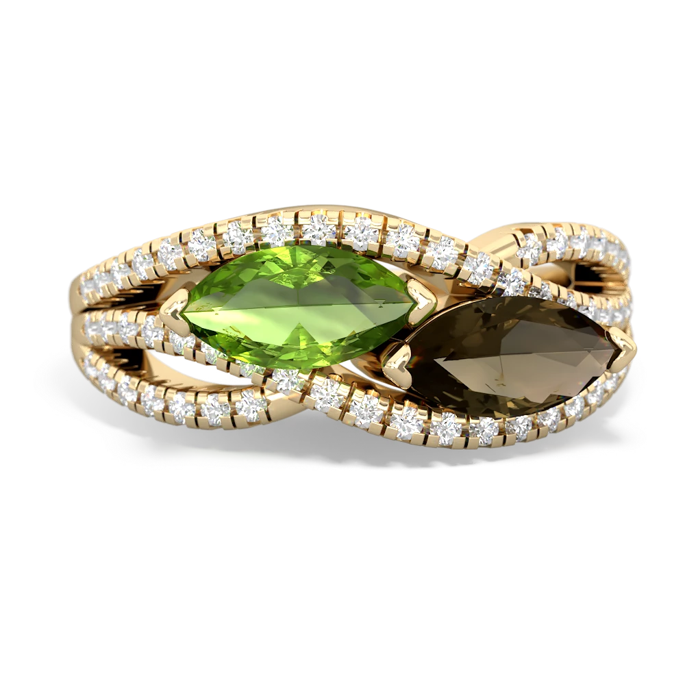 Peridot Diamond Rivers 14K Yellow Gold ring R3070