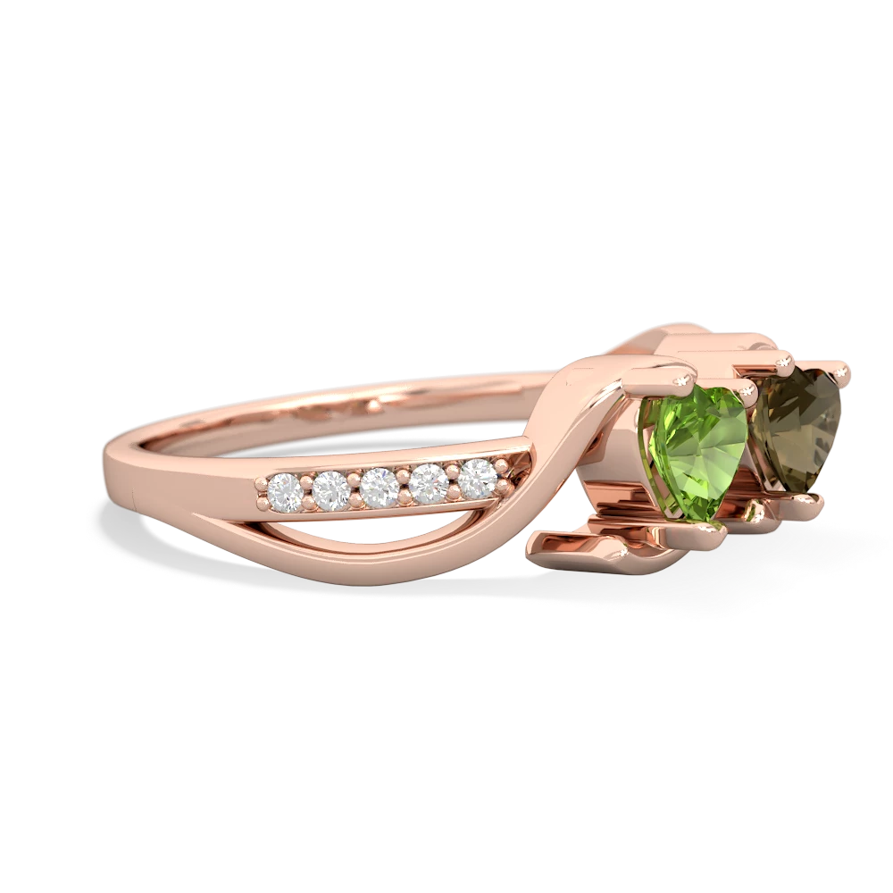 Peridot Side By Side 14K Rose Gold ring R3090