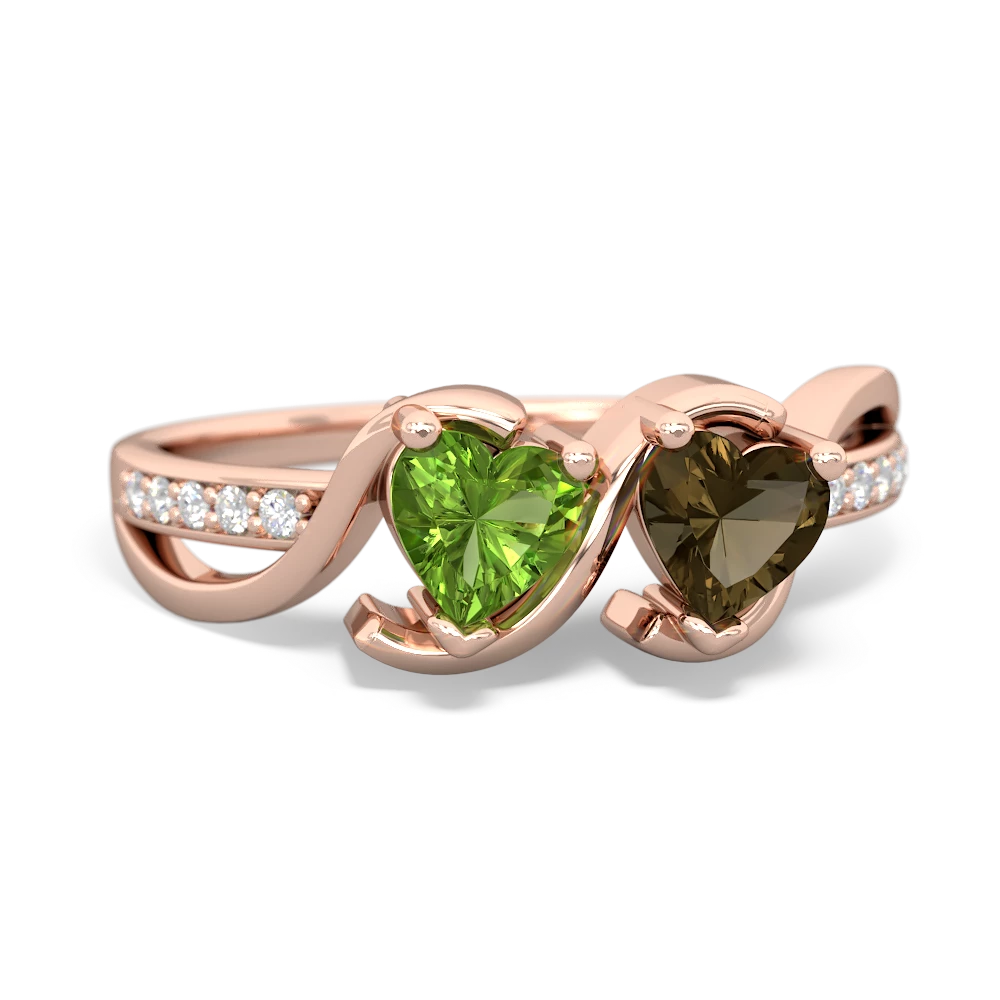 Peridot Side By Side 14K Rose Gold ring R3090