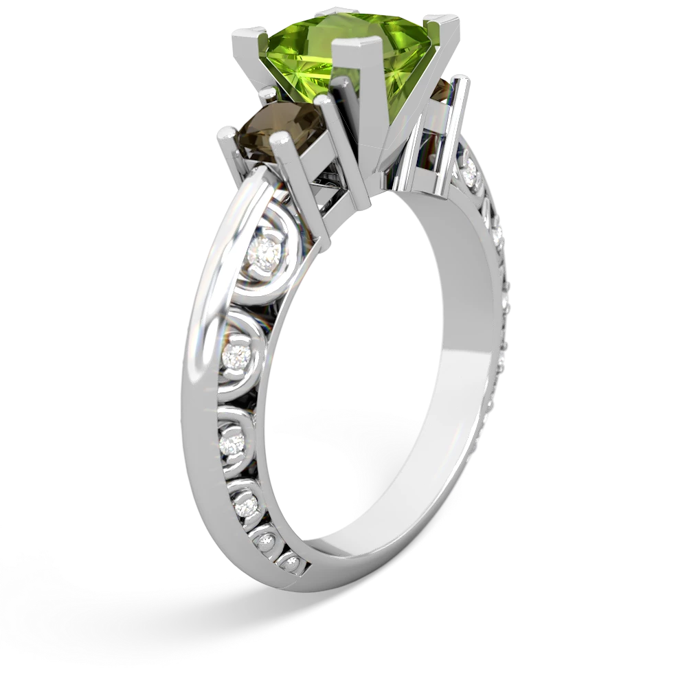 Peridot Eternal Embrace Engagement 14K White Gold ring C2001