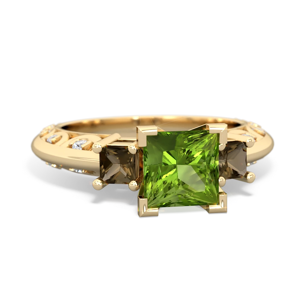 Peridot Eternal Embrace Engagement 14K Yellow Gold ring C2001