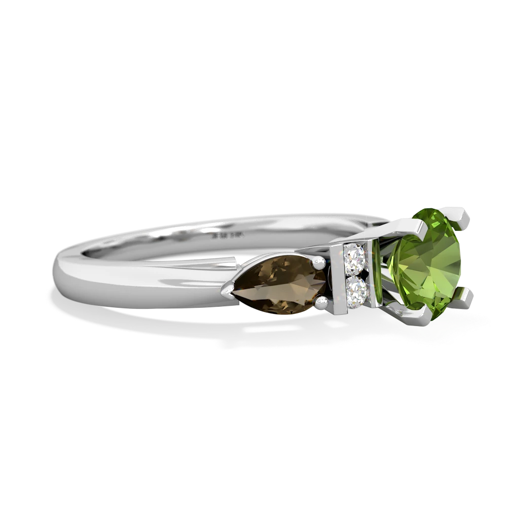 Peridot 6Mm Round Eternal Embrace Engagement 14K White Gold ring R2005