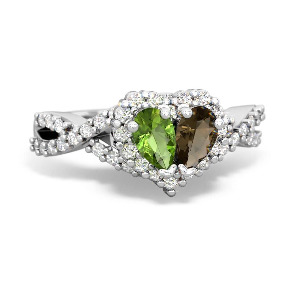 Peridot Diamond Twist 'One Heart' 14K White Gold ring R2640HRT