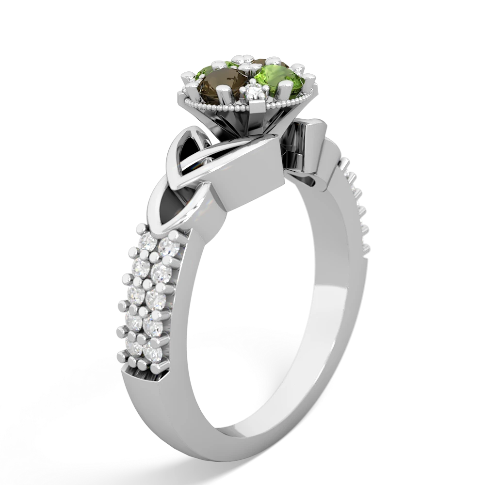 Peridot Celtic Knot Cluster Engagement 14K White Gold ring R26443RD