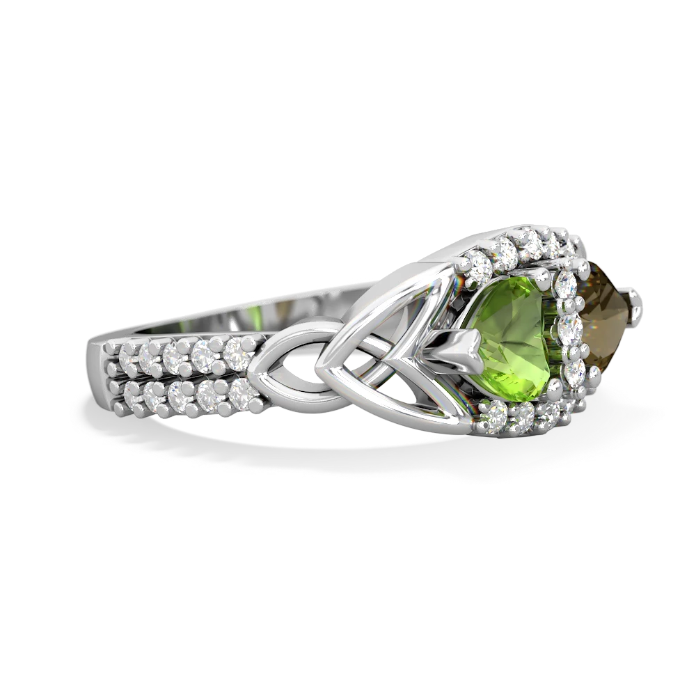 Peridot Sparkling Celtic Knot 14K White Gold ring R2645