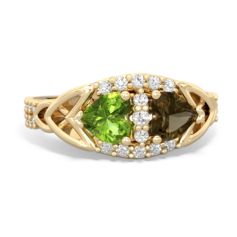 Peridot Sparkling Celtic Knot 14K Yellow Gold ring R2645