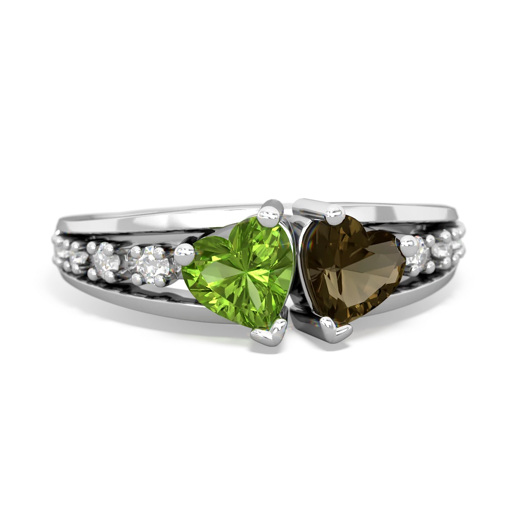 Peridot Heart To Heart 14K White Gold ring R3342