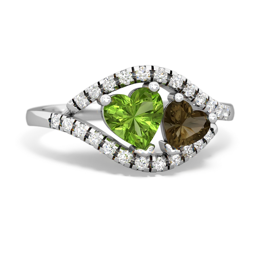 Peridot Mother And Child 14K White Gold ring R3010