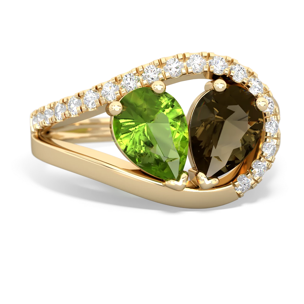 Peridot Nestled Heart Keepsake 14K Yellow Gold ring R5650