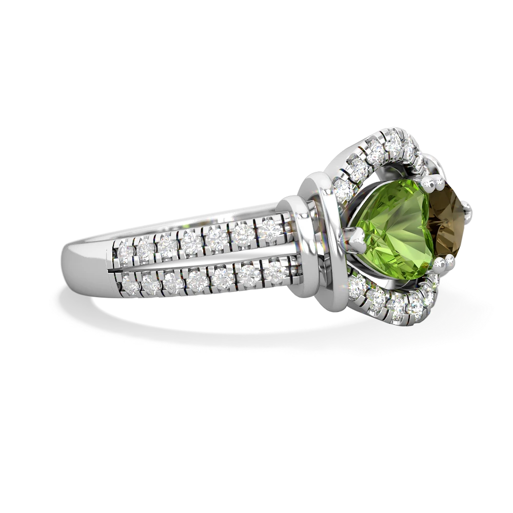 Peridot Art-Deco Keepsake 14K White Gold ring R5630