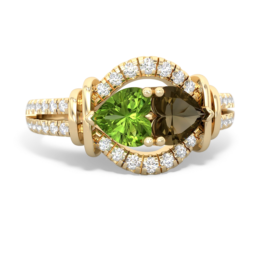 Peridot Art-Deco Keepsake 14K Yellow Gold ring R5630