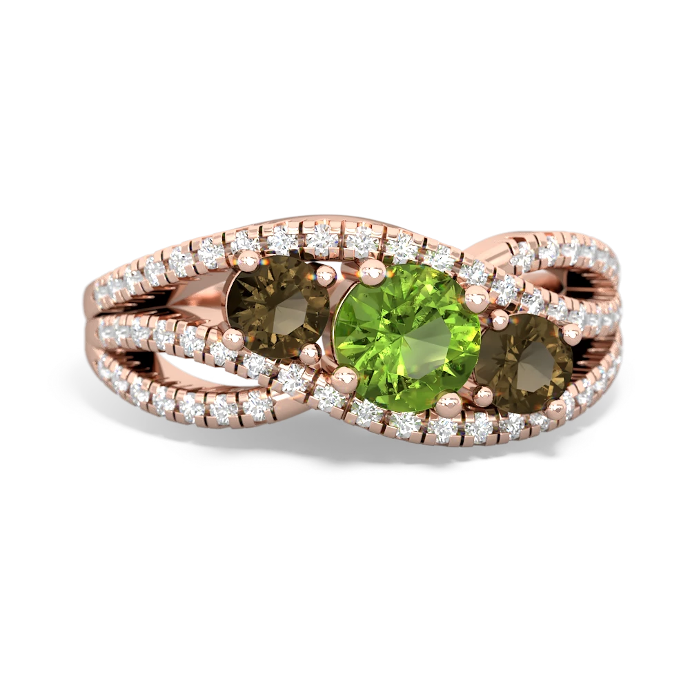 Peridot Three Stone Aurora 14K Rose Gold ring R3080