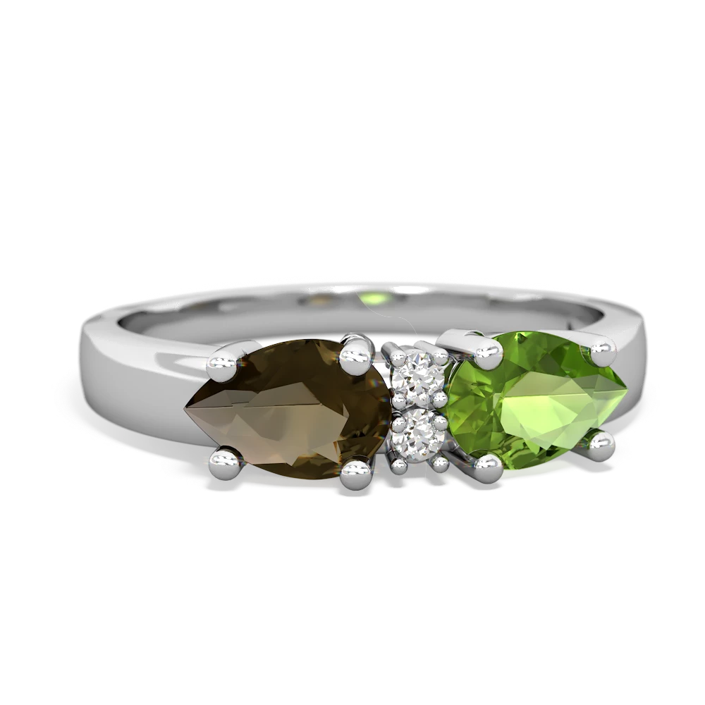 Peridot Pear Bowtie 14K White Gold ring R0865