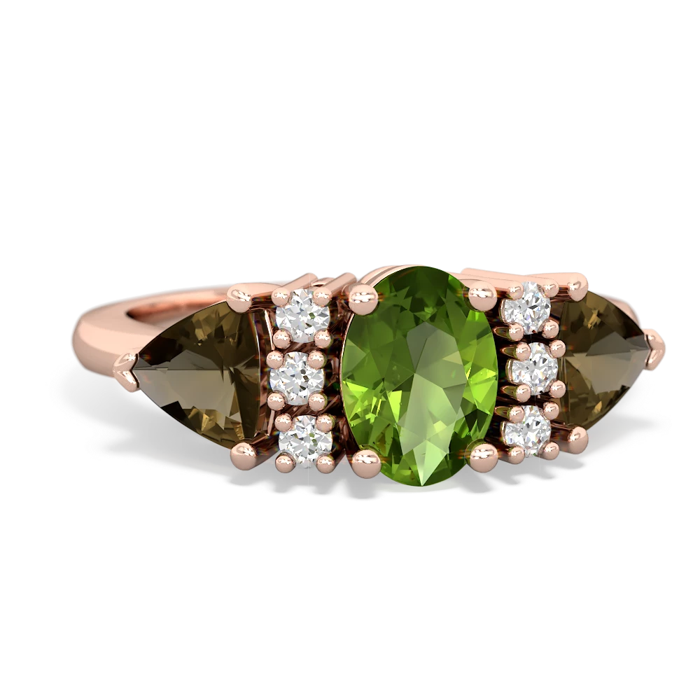 Peridot Antique Style Three Stone 14K Rose Gold ring R2186