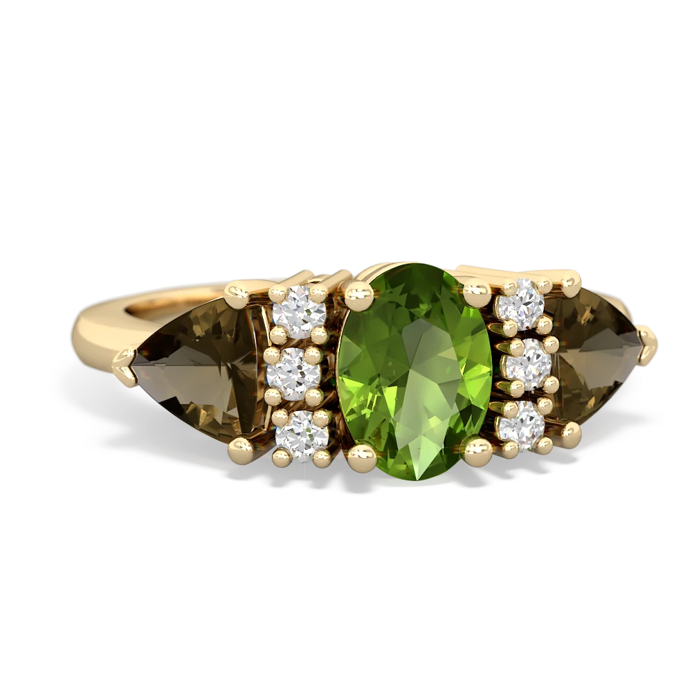 Peridot Antique Style Three Stone 14K Yellow Gold ring R2186