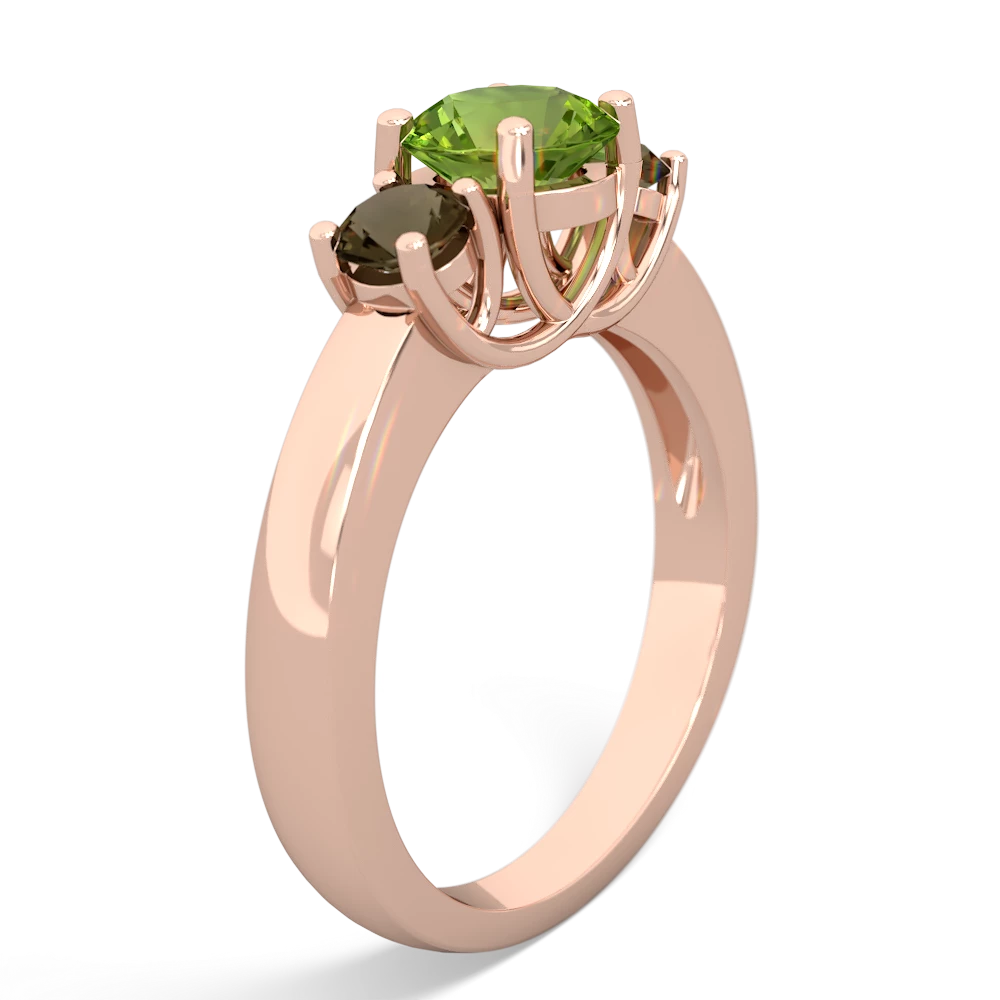 Peridot Three Stone Round Trellis 14K Rose Gold ring R4018