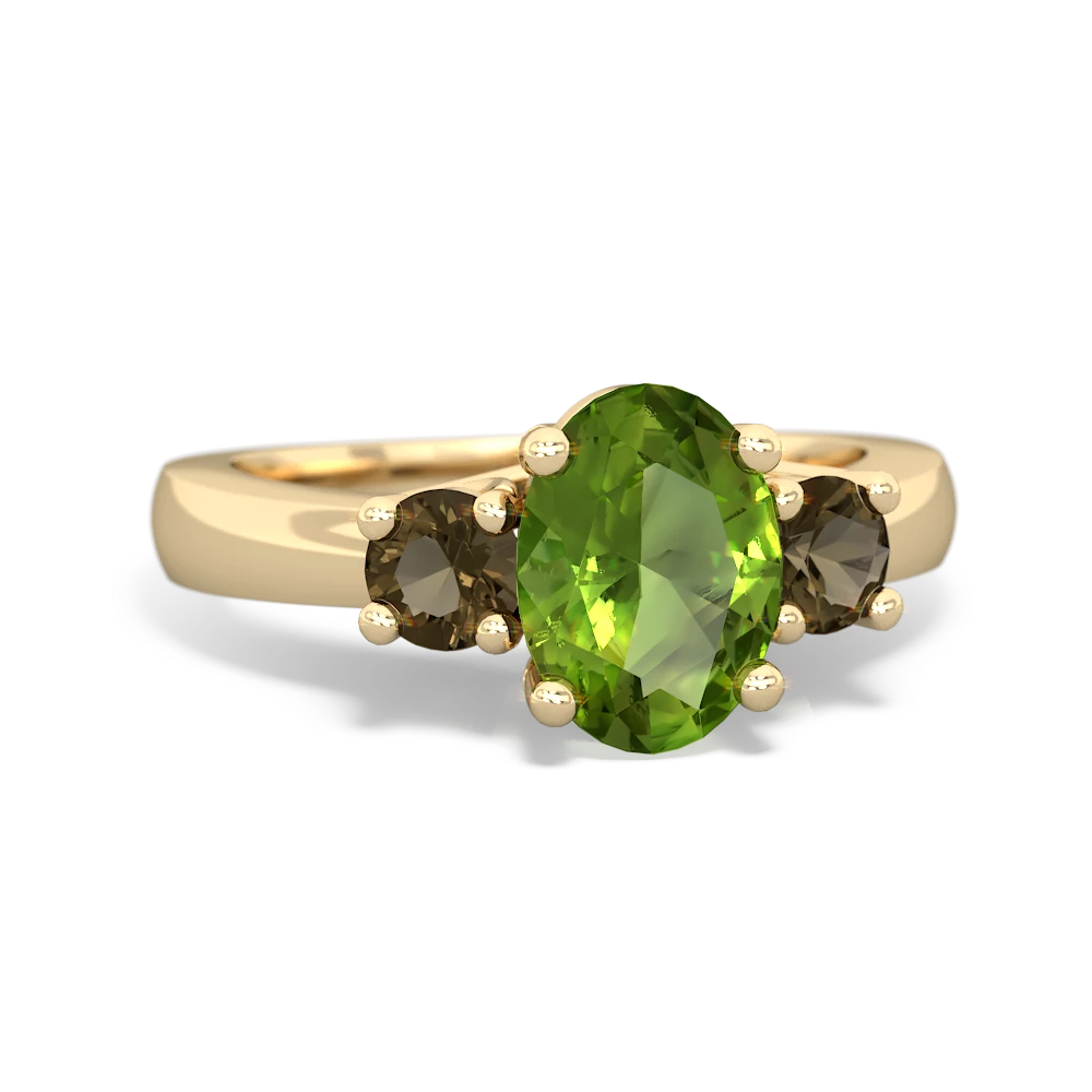 Peridot Three Stone Oval Trellis 14K Yellow Gold ring R4024