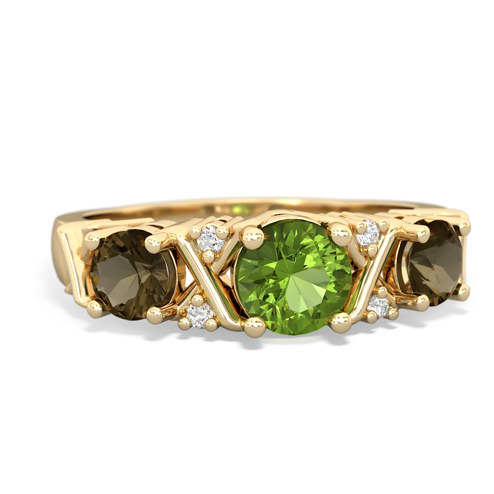 Peridot Hugs And Kisses 14K Yellow Gold ring R5016