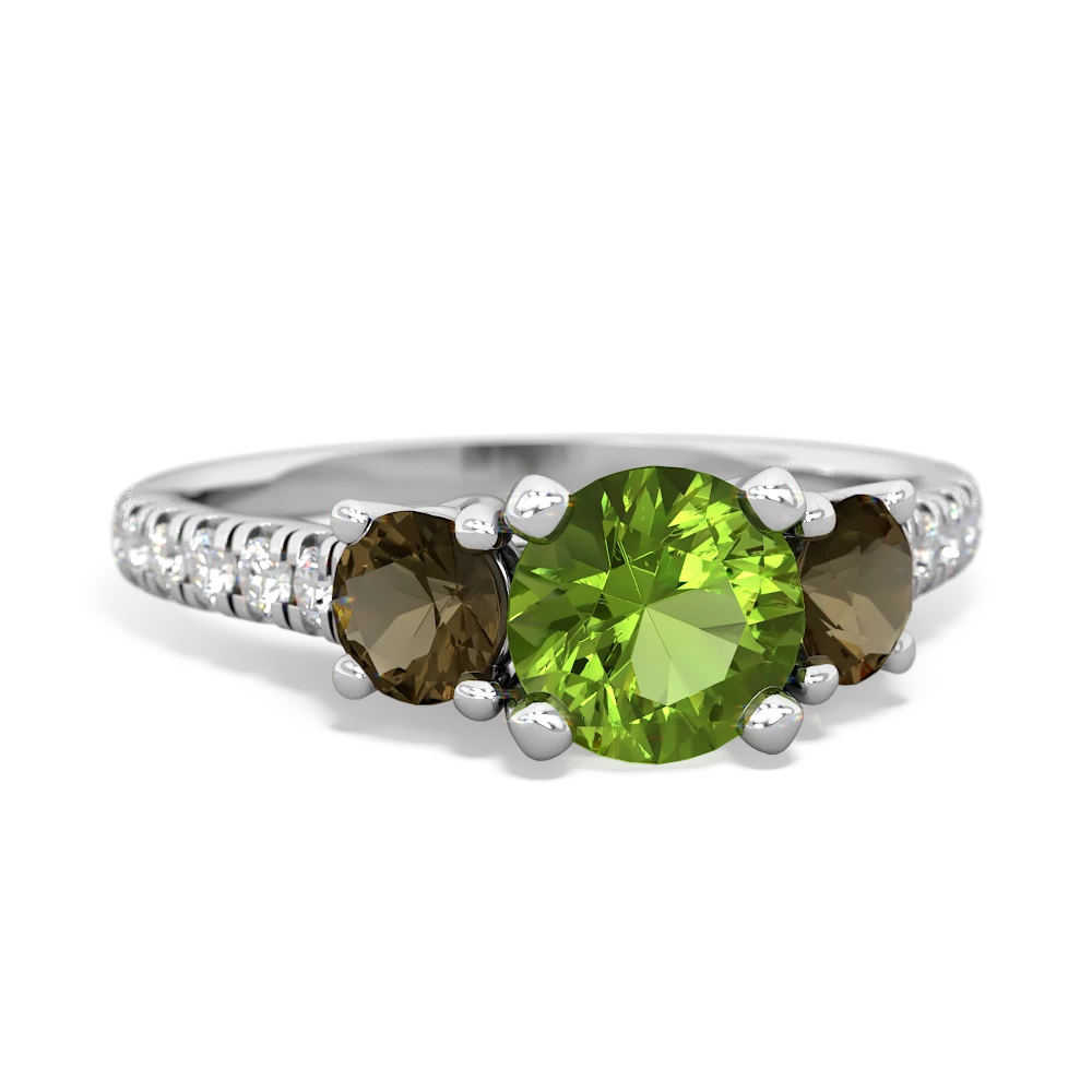 Peridot Pave Trellis 14K White Gold ring R5500