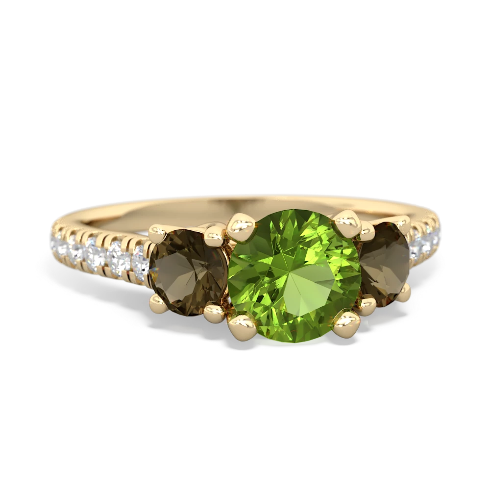 Peridot Pave Trellis 14K Yellow Gold ring R5500